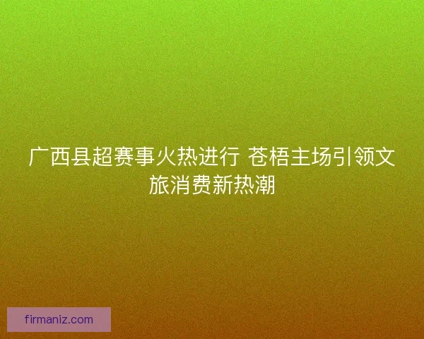 广西县超赛事火热进行 苍梧主场引领文旅消费新热潮 广西县超赛事火热进行 苍梧主场引领文旅消费新热潮