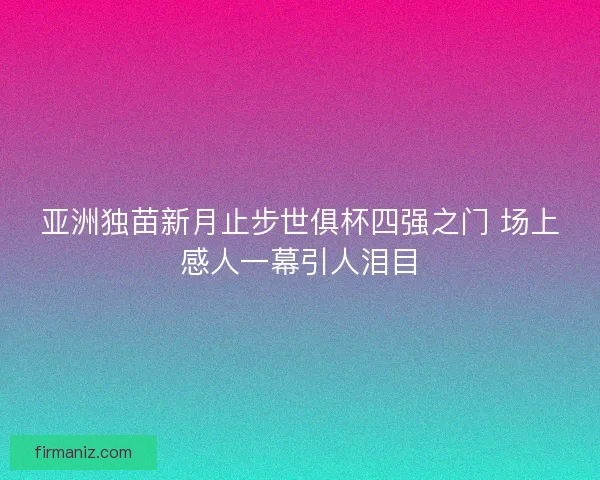 亚洲独苗新月止步世俱杯四强之门 场上感人一幕引人泪目
